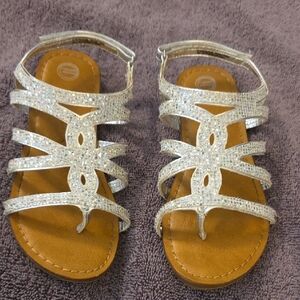 Wonder Nation Glittery Silver Kids Sandals